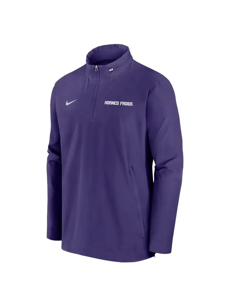 Nike Мужская фиолетовая толстовка с застежкой-молнией TCU Horned Frogs 2024 Sideline Coach — изображение 2 из 3, фиолетовый