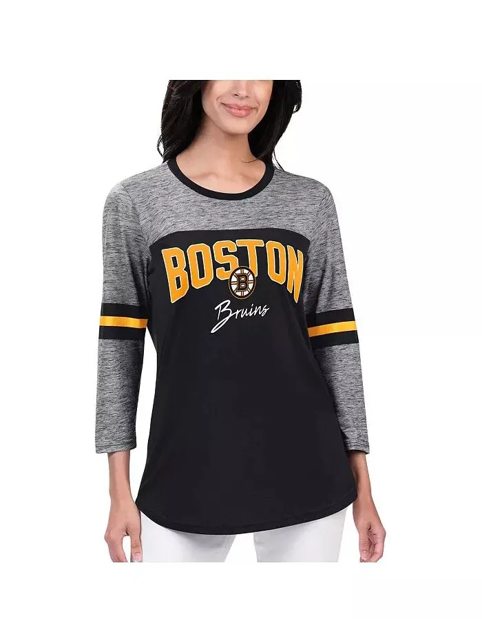 Женская черная футболка Boston Bruins Play The Game с рукавом 3/4 G-III 4Her by Carl Banks — изображение 1 из 2