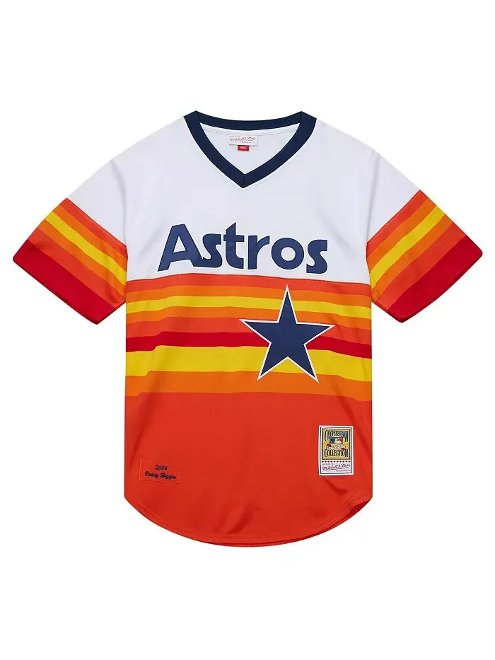 Мужская аутентичная ретро-футболка Mitchell Ness Craig Biggio Houston Astros 2004 из коллекции — изображение 2 из 4