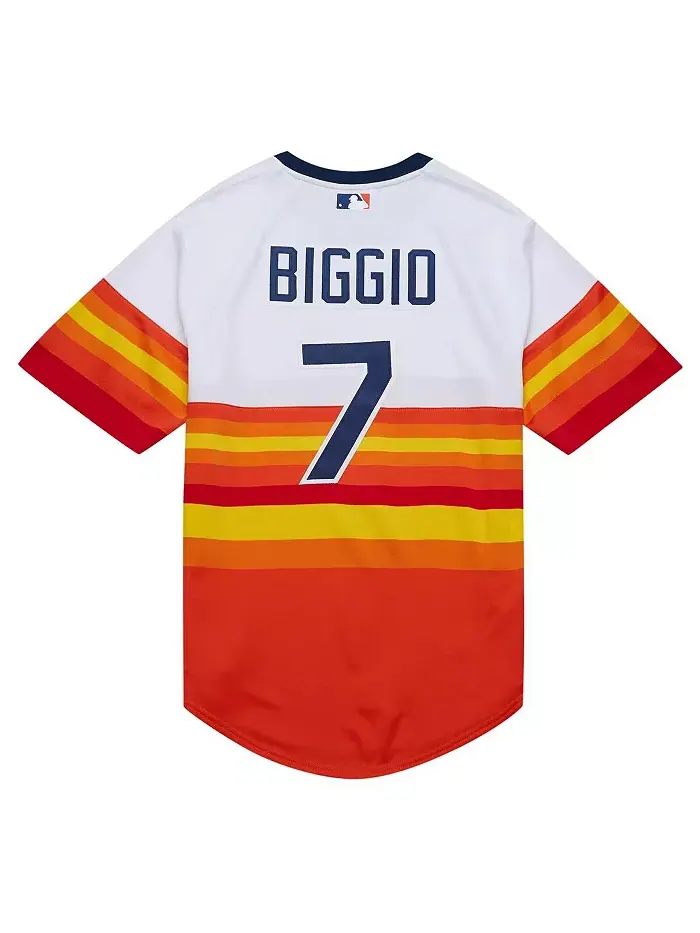 Мужская аутентичная ретро-футболка Mitchell Ness Craig Biggio Houston Astros 2004 из коллекции — изображение 3 из 4