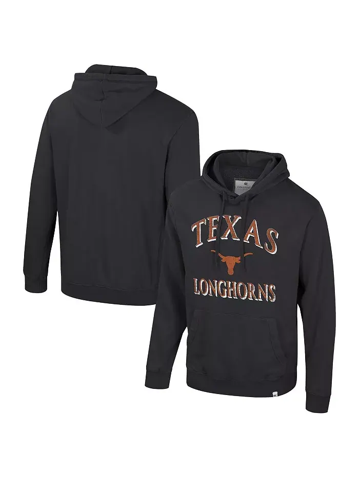 Мужская худи с капюшоном Big Tall Cap E-Tan Texas Longhorns черного цвета Colosseum — изображение 1 из 3