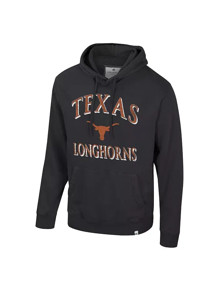 Мужская худи с капюшоном Big Tall Cap E-Tan Texas Longhorns черного цвета Colosseum — изображение 2 из 3