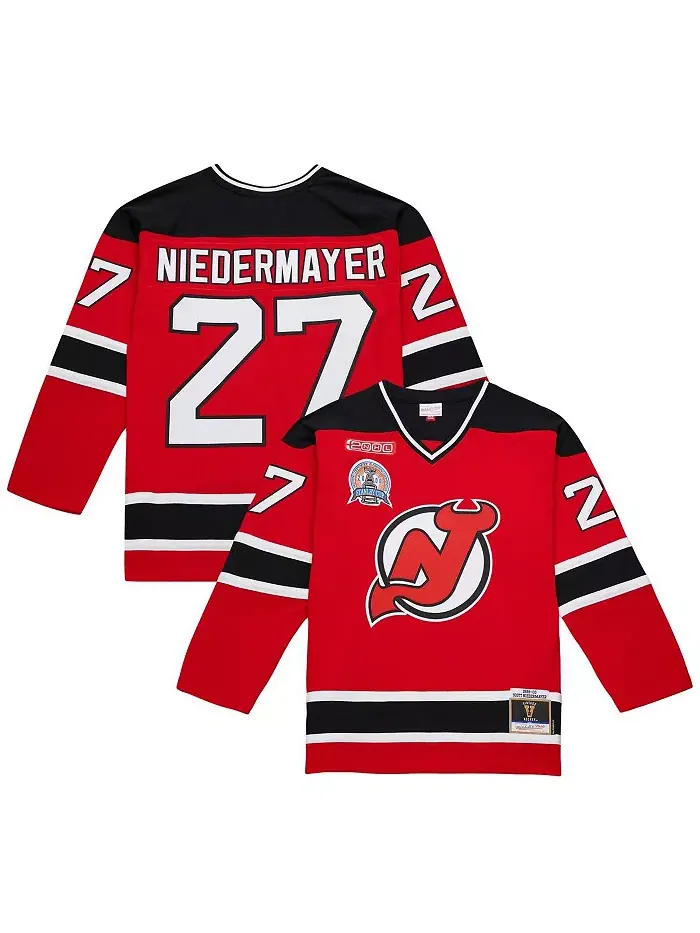 Мужская хоккейная футболка Scott Niedermayer New Jersey Devils красная Big Tall сезона 1999/00 Blue — изображение 1 из 5