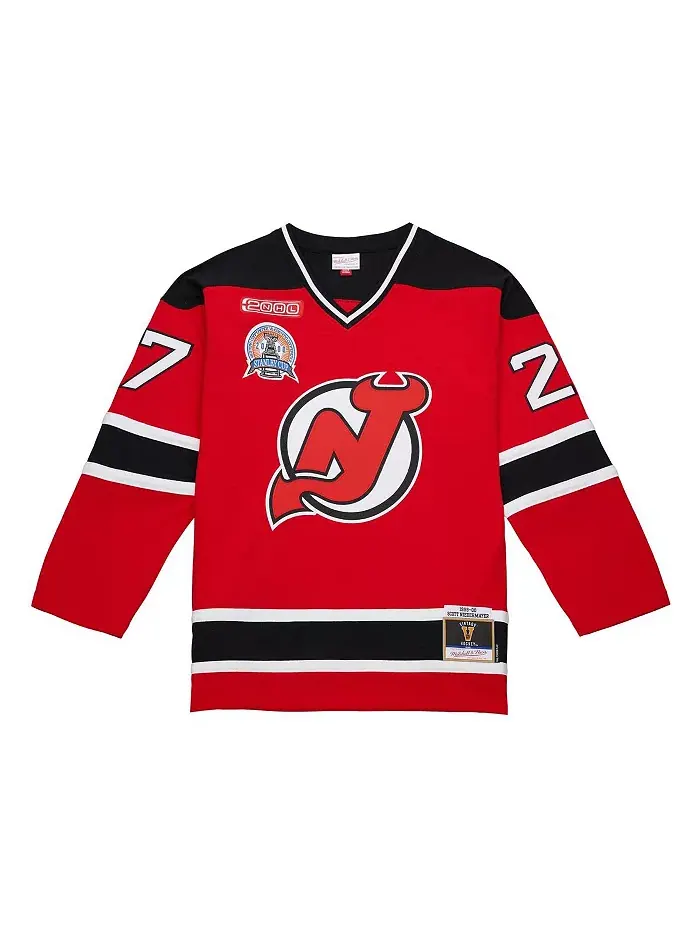 Мужская хоккейная футболка Scott Niedermayer New Jersey Devils красная Big Tall сезона 1999/00 Blue — изображение 3 из 5