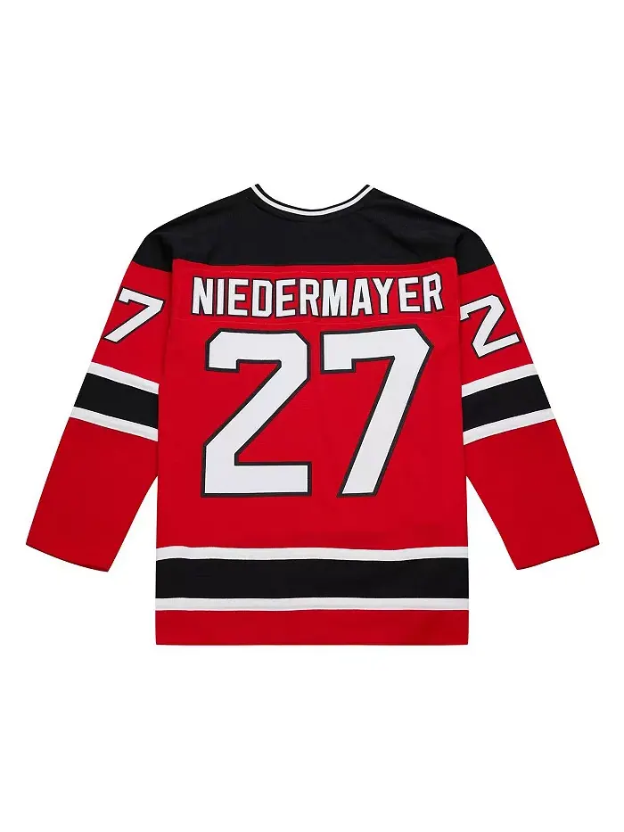Мужская хоккейная футболка Scott Niedermayer New Jersey Devils красная Big Tall сезона 1999/00 Blue — изображение 5 из 5