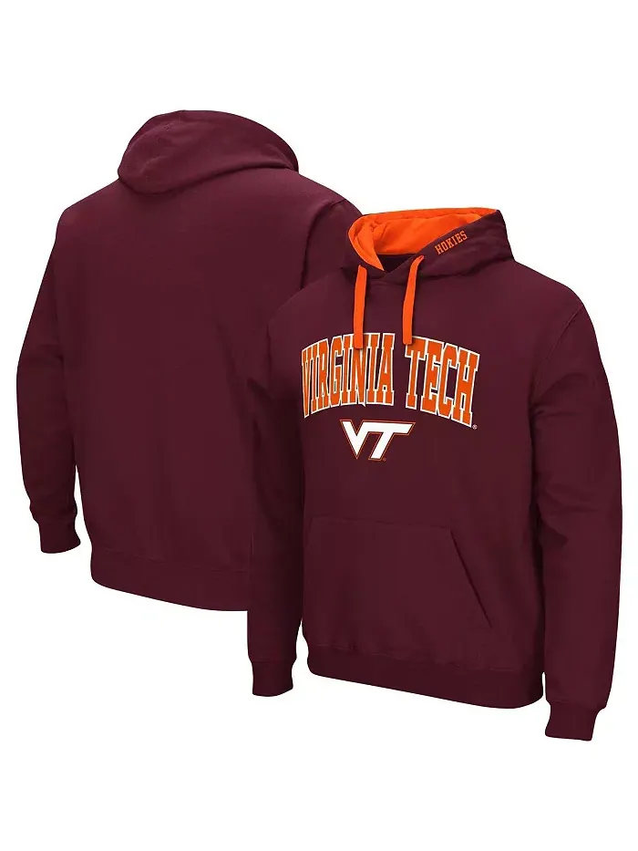 Мужская бордовая толстовка с капюшоном Virginia Tech Hokies Big and Tall Arch and Logo 2.0 Colosseum — изображение 1 из 2