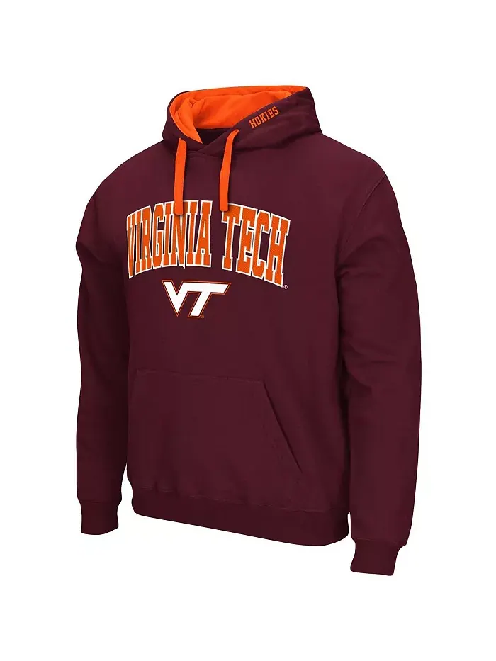 Мужская бордовая толстовка с капюшоном Virginia Tech Hokies Big and Tall Arch and Logo 2.0 Colosseum — изображение 2 из 2
