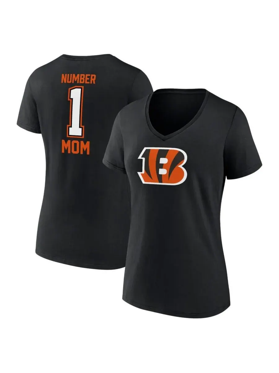 Fanatics Женская черная футболка с V-образным вырезом Cincinnati Bengals ко Дню матери — изображение 1 из 3, черный