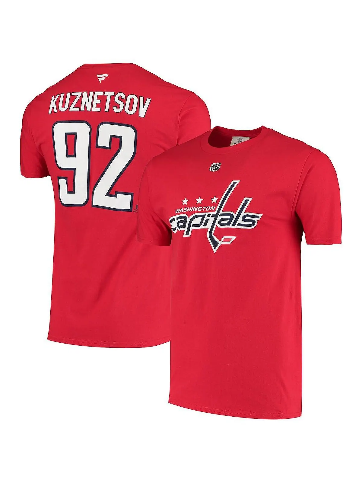Мужская фирменная футболка evgeny kuznetsov red washington capitals с именем и номером Fanatics — изображение 1 из 3, красный