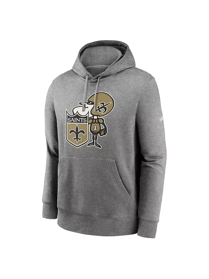 Мужская толстовка с капюшоном New Orleans Saints Reward Club из флиса в сером меланже Nike — изображение 3 из 3
