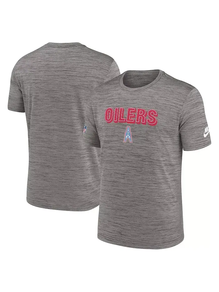 Мужская футболка Heather Charcoal Tennessee Titans Oilers Throwback Sideline Alternate Performance — изображение 1 из 3