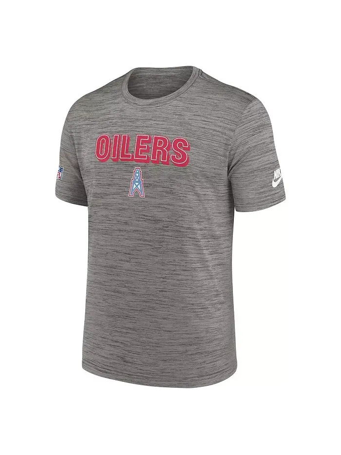 Мужская футболка Heather Charcoal Tennessee Titans Oilers Throwback Sideline Alternate Performance — изображение 2 из 3