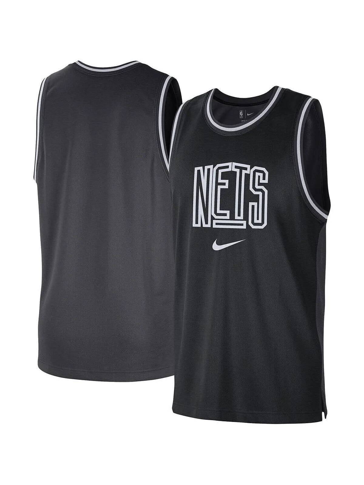 Мужская черная, антрацитовая сетчатая майка Brooklyn Nets Courtside Versus Force Split DNA — изображение 1 из 3, черный