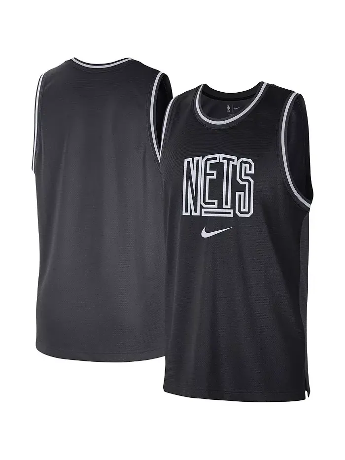 Мужская черная и антрацитовая майка Brooklyn Nets Courtside Versus Force Split DNA Performance Mesh — изображение 1 из 3