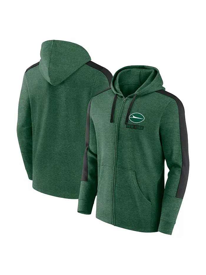 Мужская худи на молнии Heather Green New York Jets Gains Fanatics — изображение 1 из 3