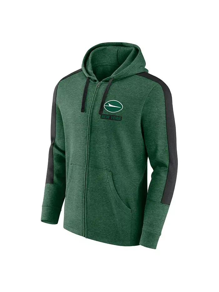 Мужская худи на молнии Heather Green New York Jets Gains Fanatics — изображение 2 из 3