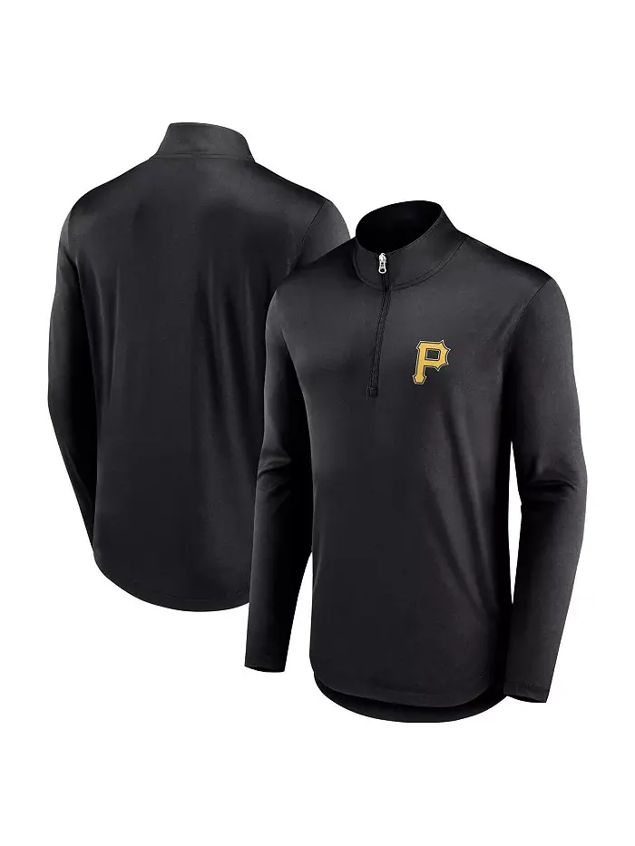 Толстовка Men's Black Pittsburgh Pirates Quarterback Quarter-Zip Top Fanatics — изображение 1 из 3