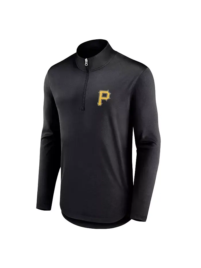 Толстовка Men's Black Pittsburgh Pirates Quarterback Quarter-Zip Top Fanatics — изображение 3 из 3