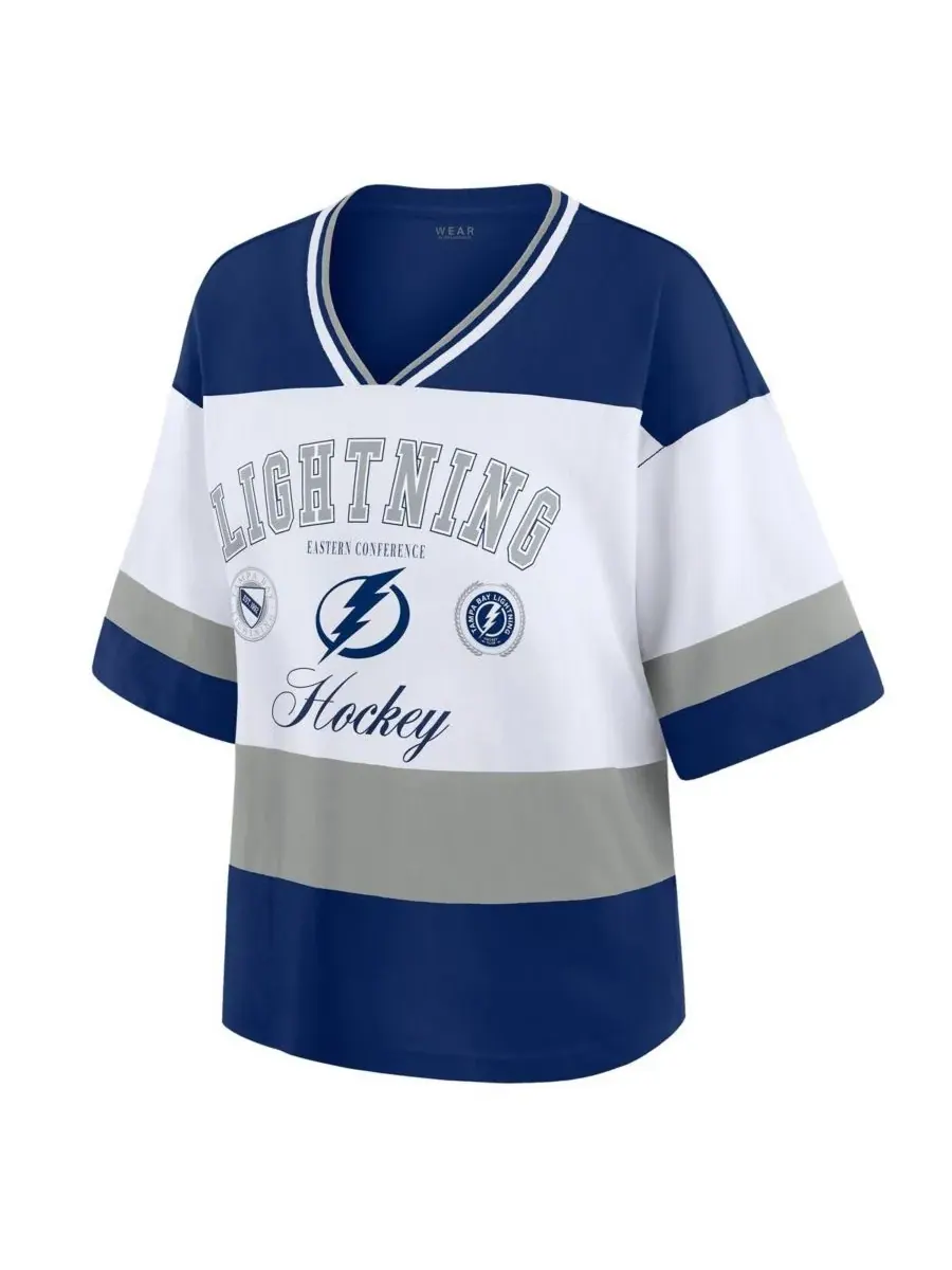 WEAR by Erin Andrews Женская сине-белая футболка футбольной команды Tampa Bay Lightning — изображение 2 из 3, синий белый