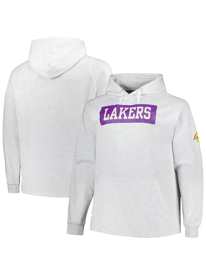 Мужская толстовка с капюшоном Ash Los Angeles Lakers Big Tall Raglan Tri-Blend Fanatics — изображение 1 из 3