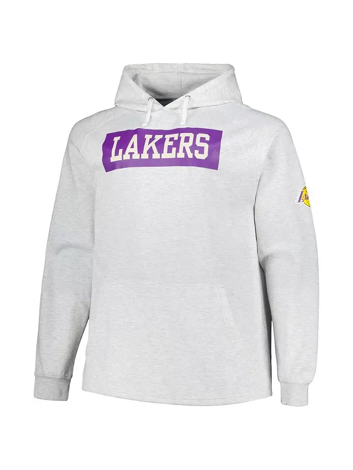 Мужская толстовка с капюшоном Ash Los Angeles Lakers Big Tall Raglan Tri-Blend Fanatics — изображение 2 из 3