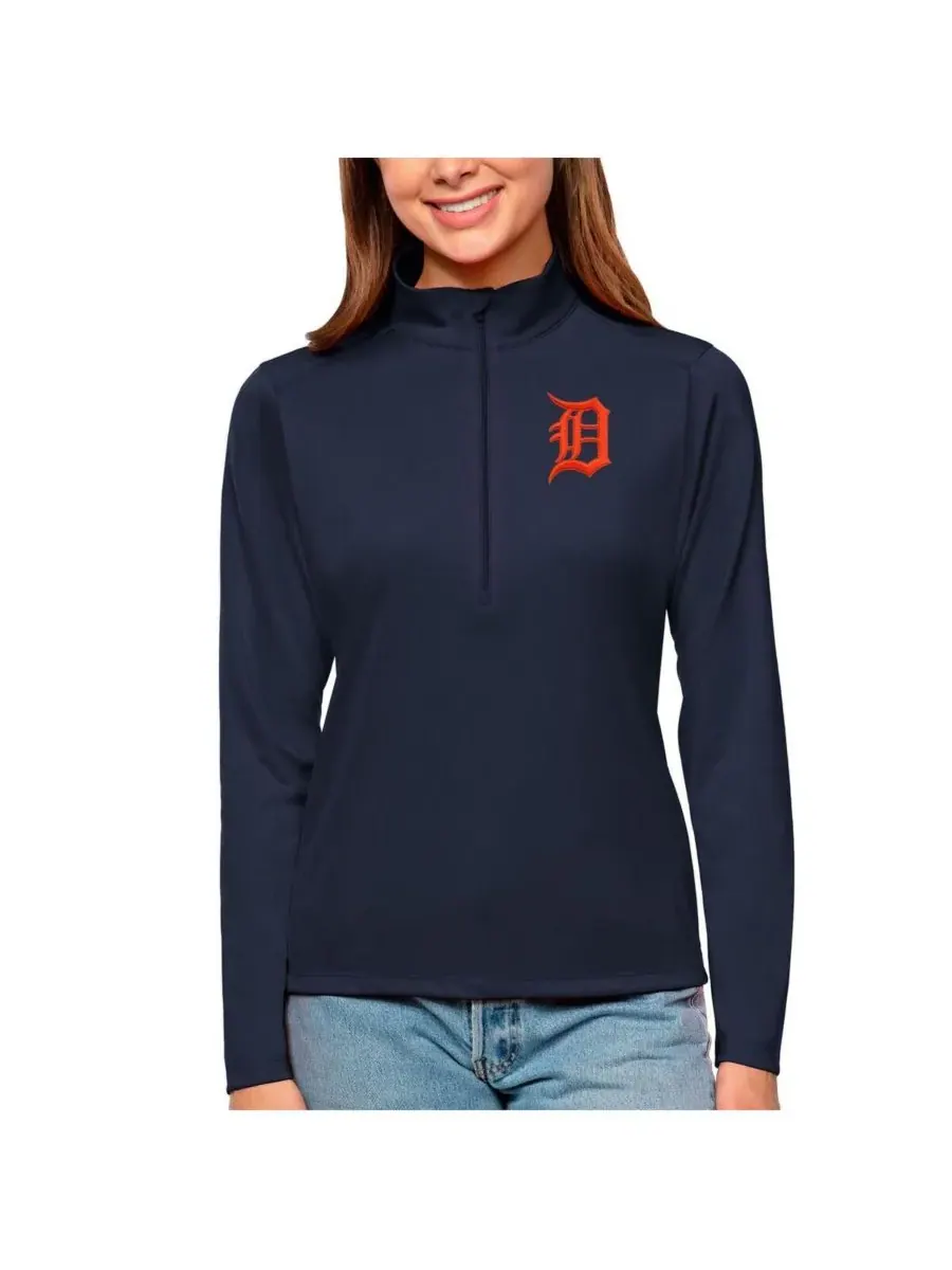 Antigua Женская темно-синяя толстовка с застежкой-молнией в честь команды Detroit Tigers — синий