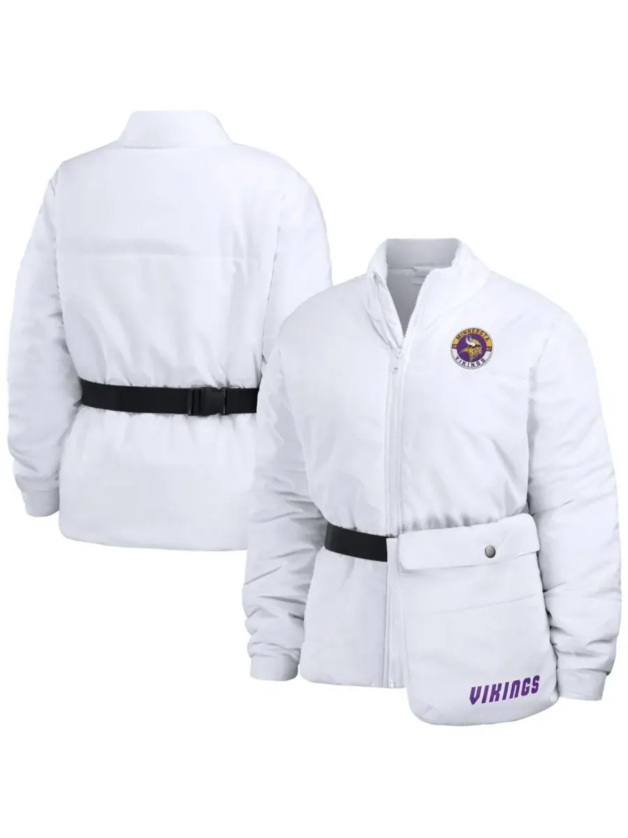 WEAR by Erin Andrews Женская белая пуховая куртка Minnesota Vikings Packaway на молнии — изображение 1 из 4, белый