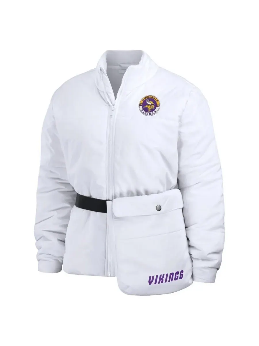 WEAR by Erin Andrews Женская белая пуховая куртка Minnesota Vikings Packaway на молнии — изображение 2 из 4, белый
