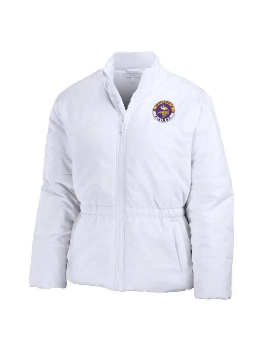 WEAR by Erin Andrews Женская белая пуховая куртка Minnesota Vikings Packaway на молнии — изображение 3 из 4, белый