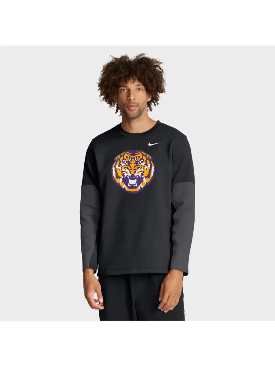 Nike Мужская черная футболка с длинным рукавом LSU Tigers 2025 Sideline Coach Performance — изображение 1 из 5, черный