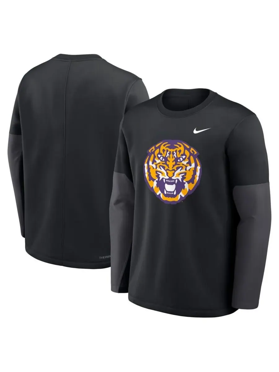 Nike Мужская черная футболка с длинным рукавом LSU Tigers 2025 Sideline Coach Performance — изображение 4 из 5, черный
