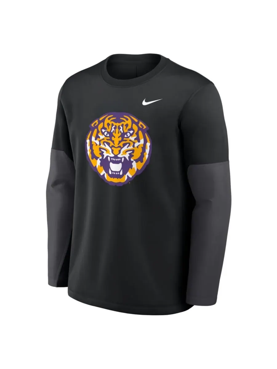 Nike Мужская черная футболка с длинным рукавом LSU Tigers 2025 Sideline Coach Performance — изображение 5 из 5, черный