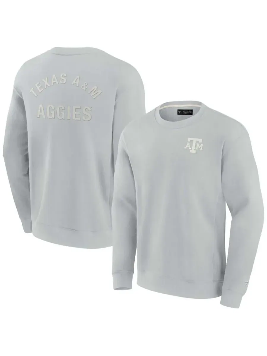 Fanatics Signature Мужская и женская серая супермягкая толстовка с круглым вырезом Texas A&M Aggies — изображение 1 из 3