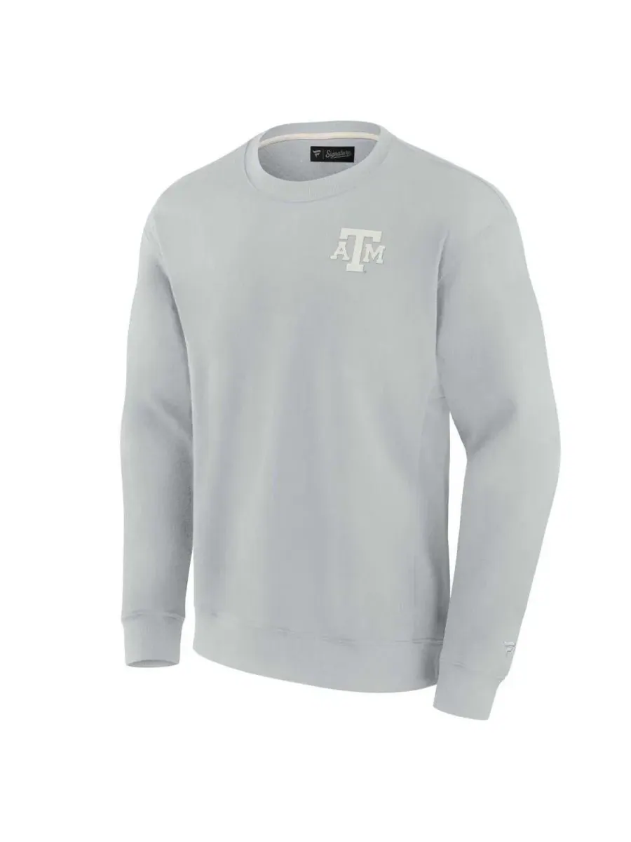 Fanatics Signature Мужская и женская серая супермягкая толстовка с круглым вырезом Texas A&M Aggies — изображение 2 из 3