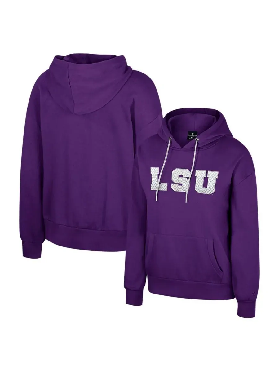 Colosseum Женская фиолетовая толстовка с капюшоном и стразами LSU Tigers Reflection на шнуровке — изображение 1 из 3