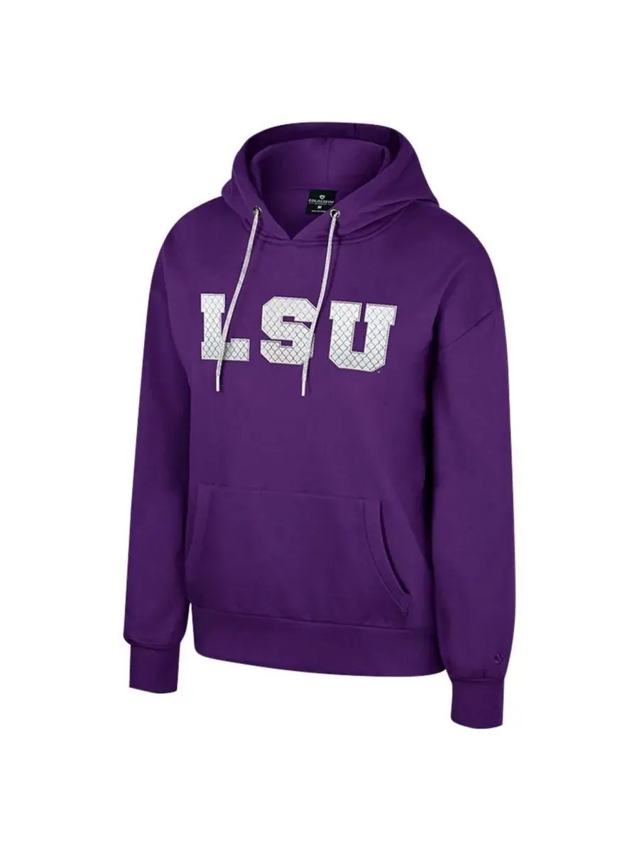 Colosseum Женская фиолетовая толстовка с капюшоном и стразами LSU Tigers Reflection на шнуровке — изображение 3 из 3