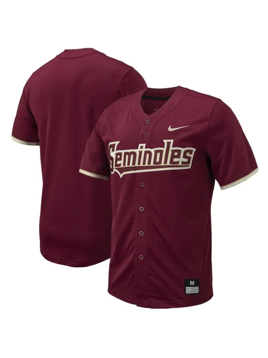 Мужская бейсбольная майка Florida State Seminoles (реплика) с полной застежкой на пуговицы Nike — изображение 1 из 5, гранат