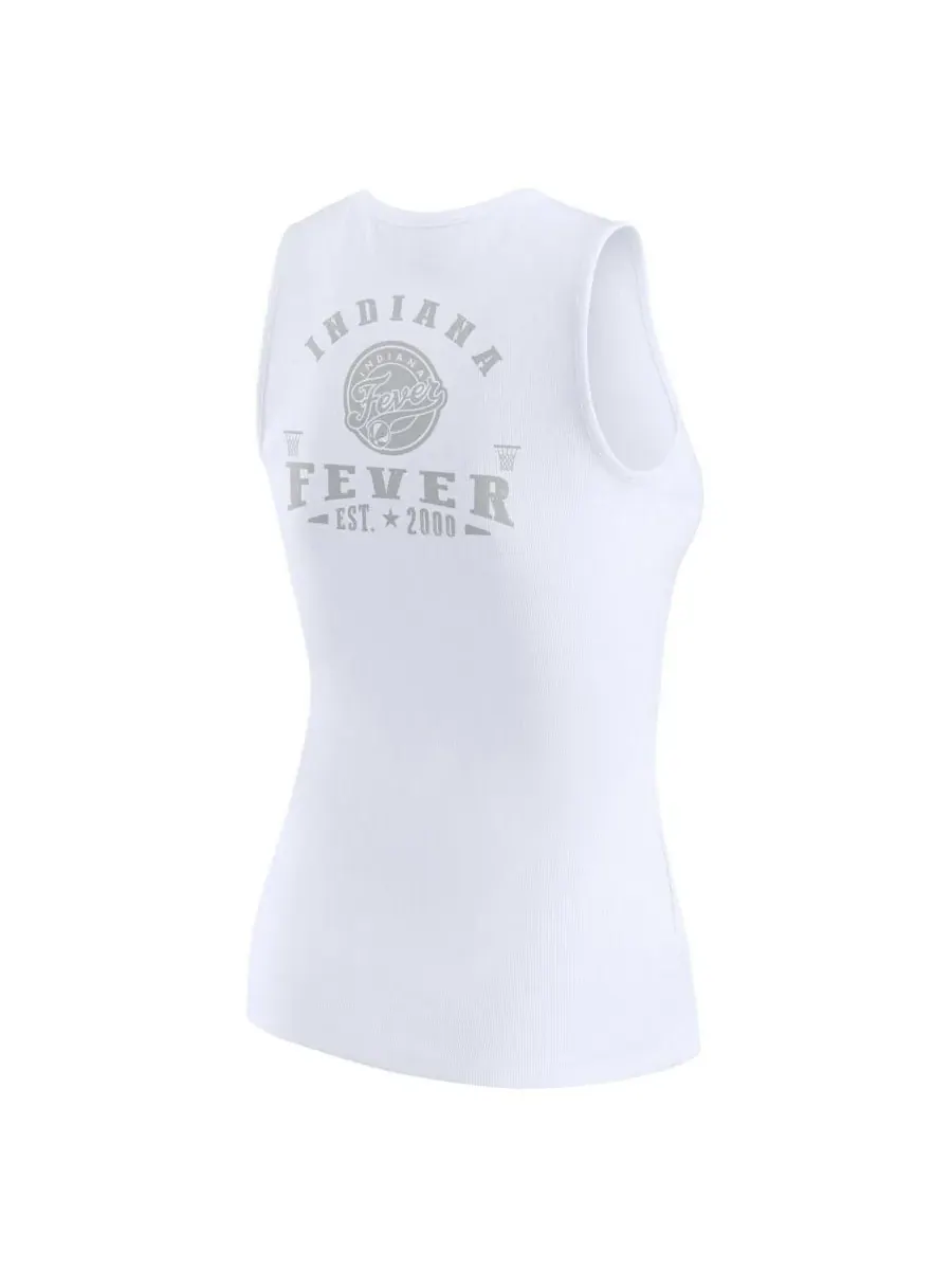 WEAR by Erin Andrews Женская белая трикотажная майка-поло Indiana Fever в рубчик — изображение 2 из 3, белый