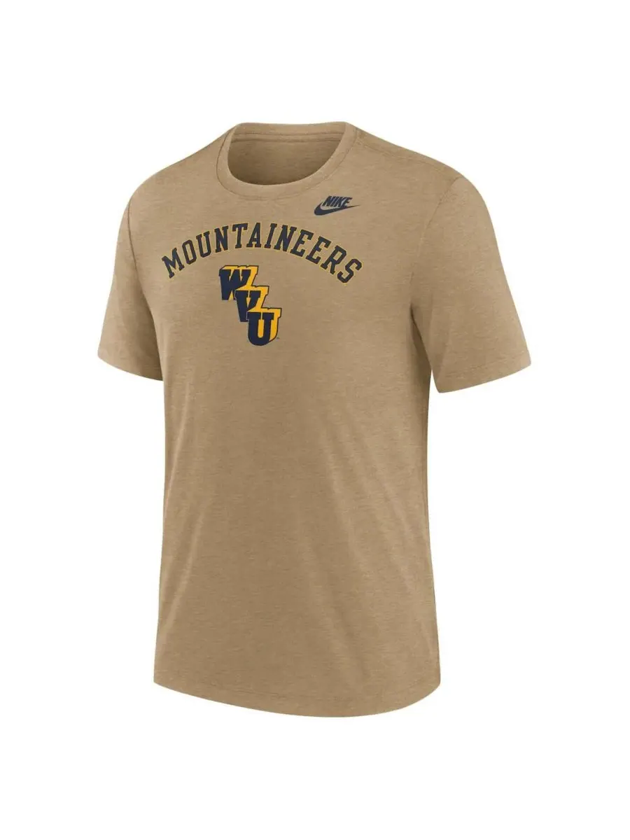 Nike Мужская футболка West Virginia Mountaineers Legacy Arch Tri-Blend светло-коричневого цвета — изображение 2 из 3