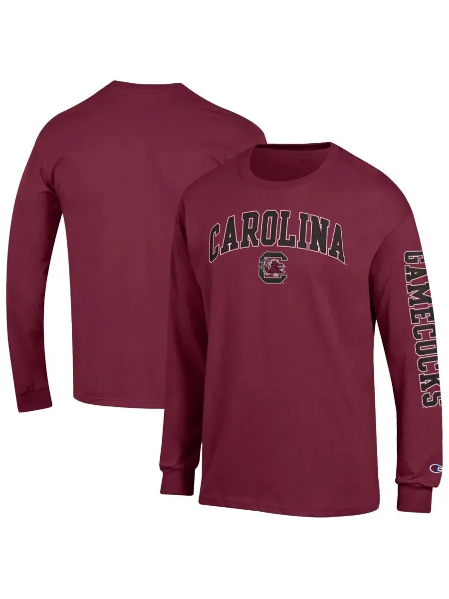 Мужская футболка с длинным рукавом Garnet South Carolina Gamecocks Arch Over Logo 2-Hit Champion — изображение 1 из 3, гранат