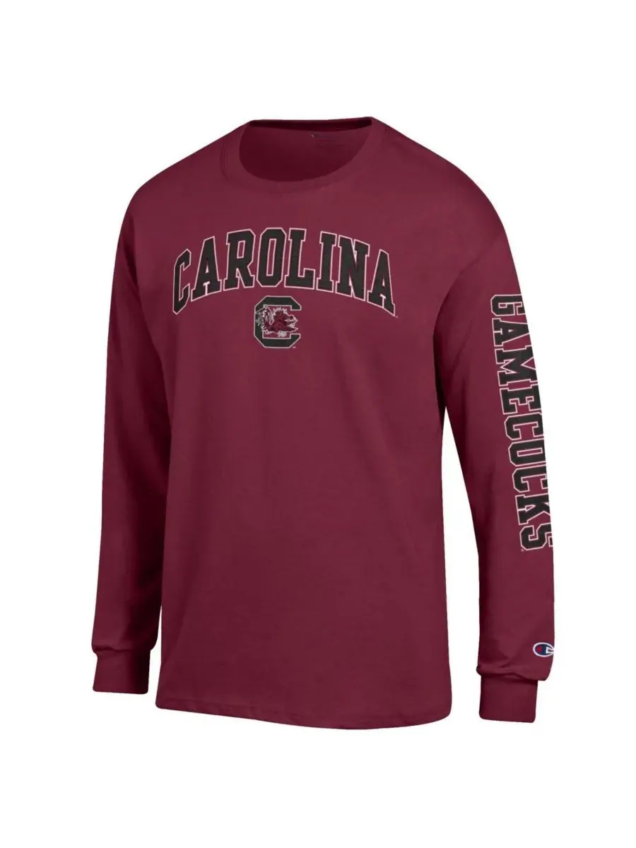 Мужская футболка с длинным рукавом Garnet South Carolina Gamecocks Arch Over Logo 2-Hit Champion — изображение 3 из 3, гранат