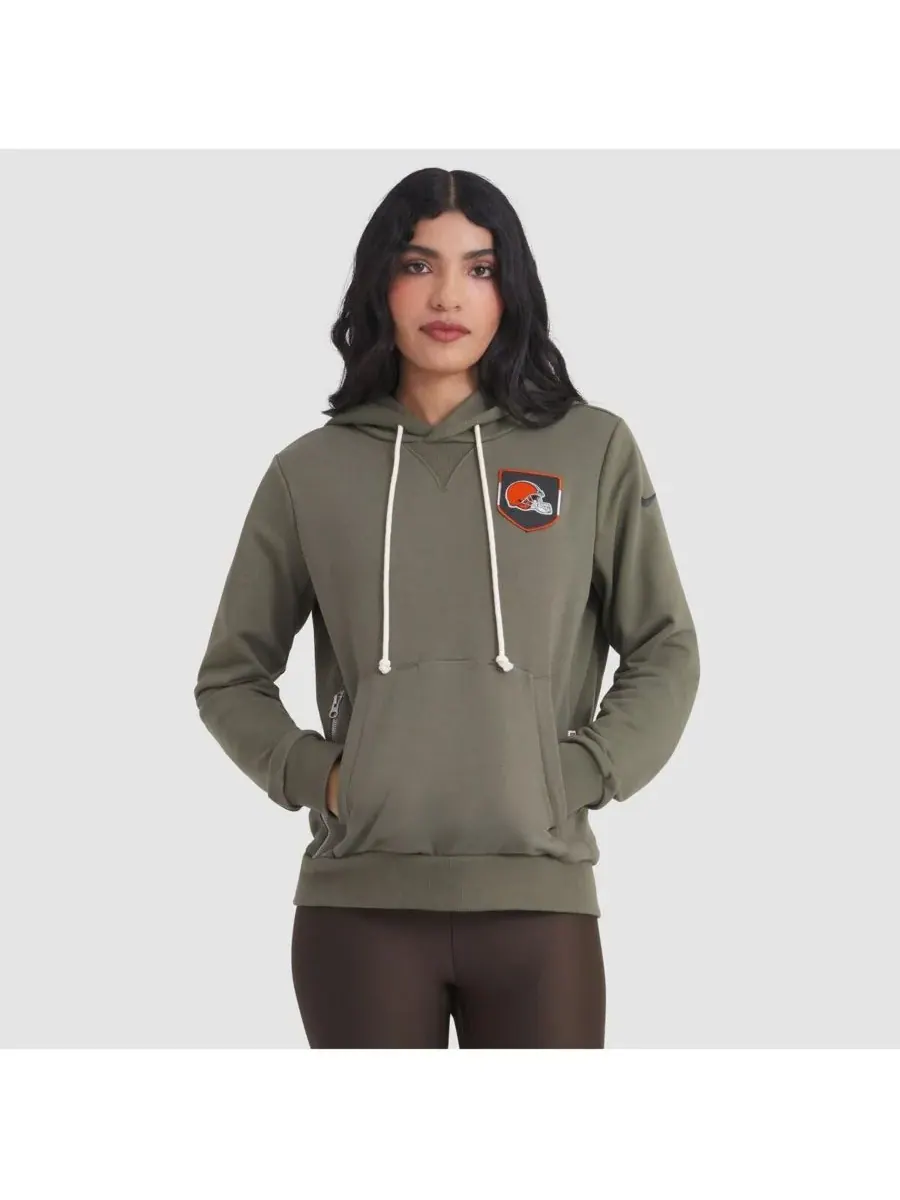 Nike Женская толстовка Olive Cleveland Browns 2025 Salute to Service Sideline Standard Issue Dri-FIT — изображение 1 из 3