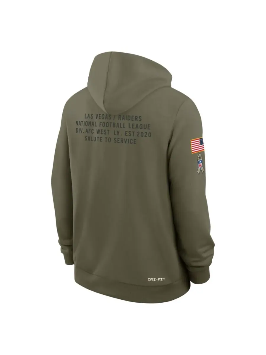 Nike Мужская толстовка оливкового цвета Las Vegas Raiders 2025 Salute to Service Sideline Standard — изображение 5 из 5