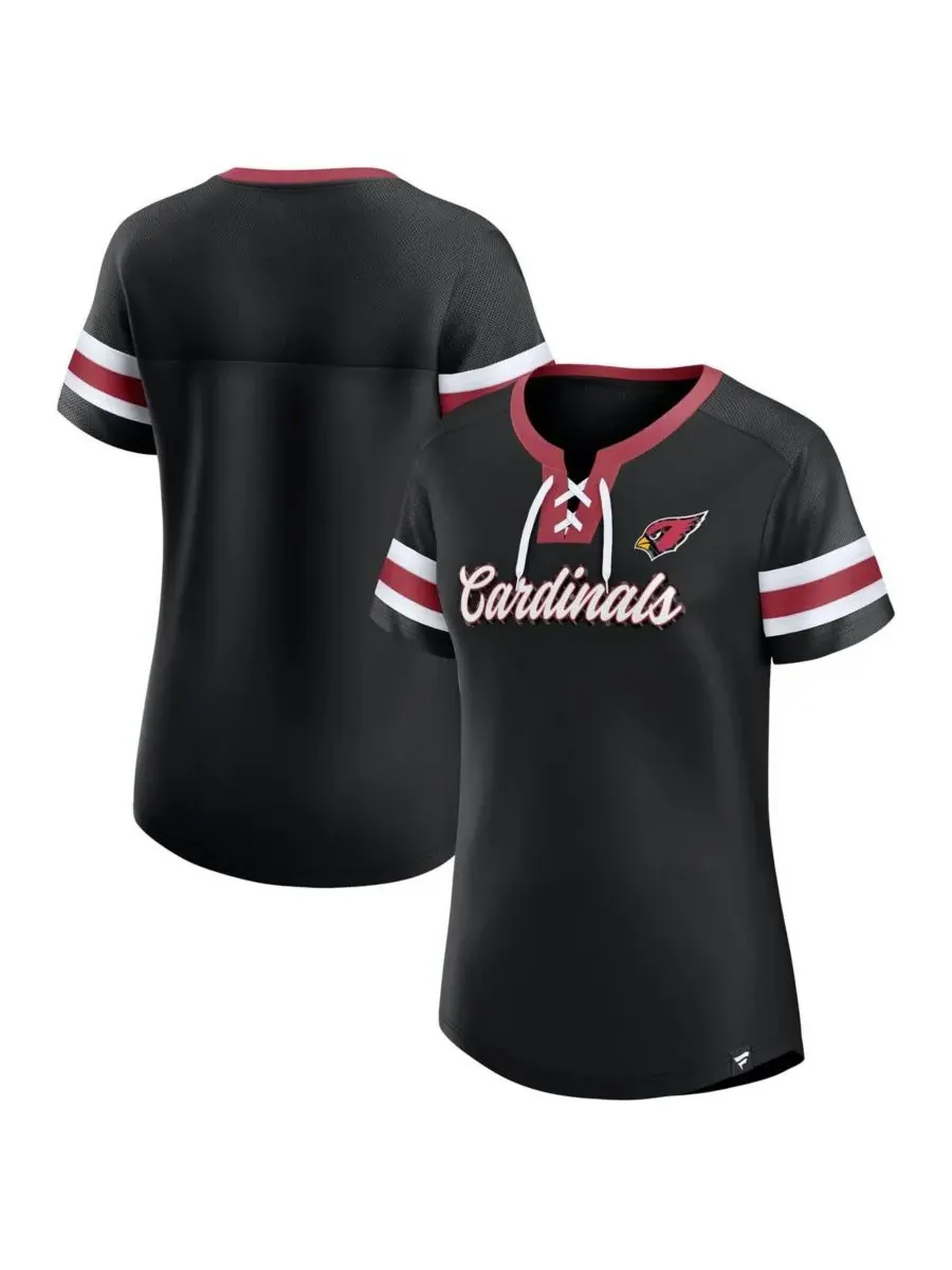 Fanatics Женская черная футболка Arizona Cardinals с оригинальной шнуровкой — изображение 1 из 3, черный