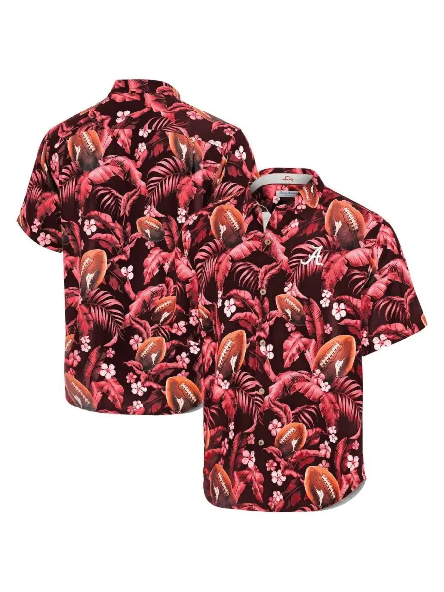 Tommy Bahama Мужская рубашка на пуговицах с надписью Crimson Alabama Crimson Tide Veracruz Cay — изображение 1 из 3, красный