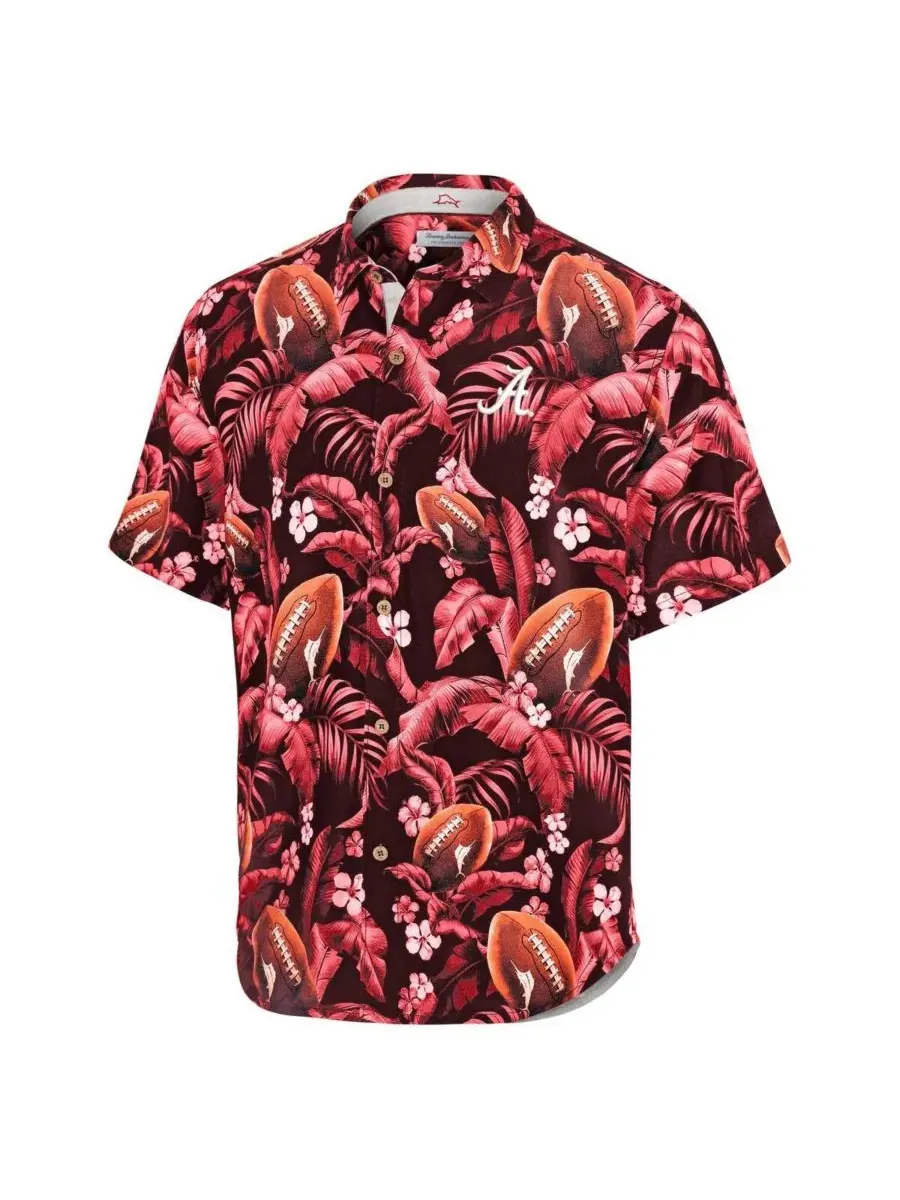 Tommy Bahama Мужская рубашка на пуговицах с надписью Crimson Alabama Crimson Tide Veracruz Cay — изображение 2 из 3, красный
