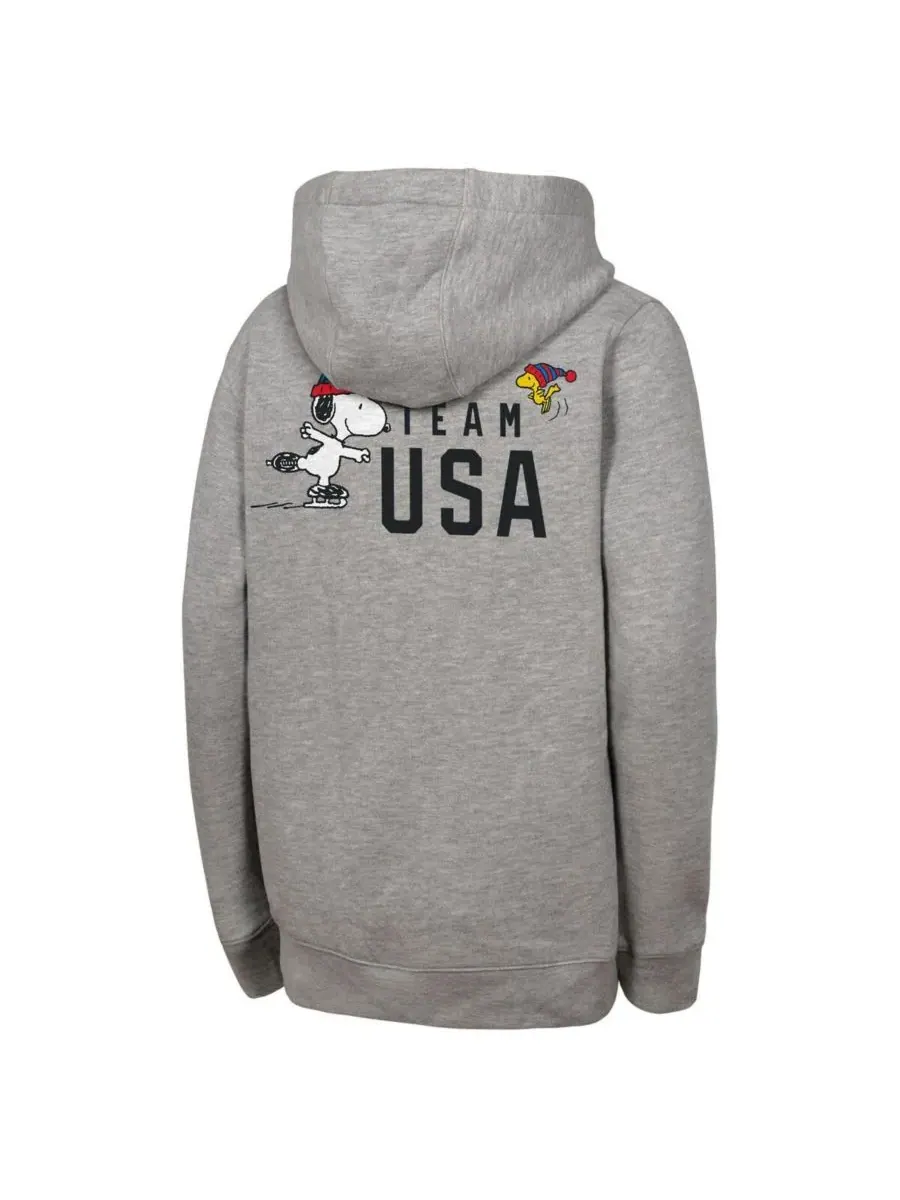 Outerstuff Толстовка Big Boys and Girls Heather Gray Team USA x Peanuts Spirit Hoodie — изображение 3 из 3, серый