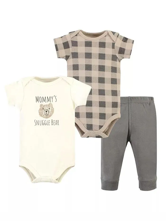 Боди и штаны для мальчиков из хлопка, Snuggle Bear с коротким рукавом Hudson Baby — изображение 1 из 5