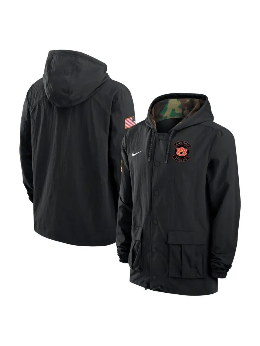 Nike Мужская черная куртка Auburn Tigers 2025 NCAA в знак благодарности военнослужащим, с застежкой — изображение 1 из 3