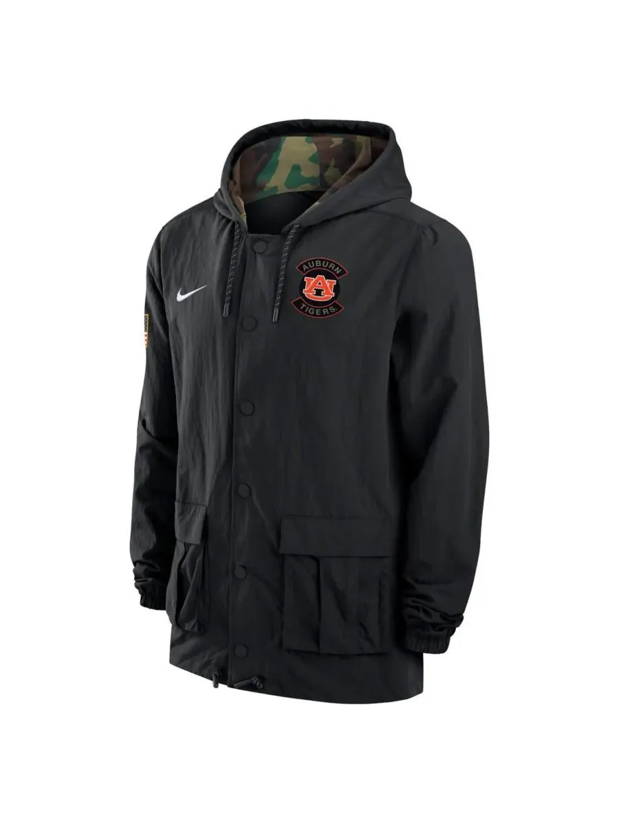 Nike Мужская черная куртка Auburn Tigers 2025 NCAA в знак благодарности военнослужащим, с застежкой — изображение 2 из 3